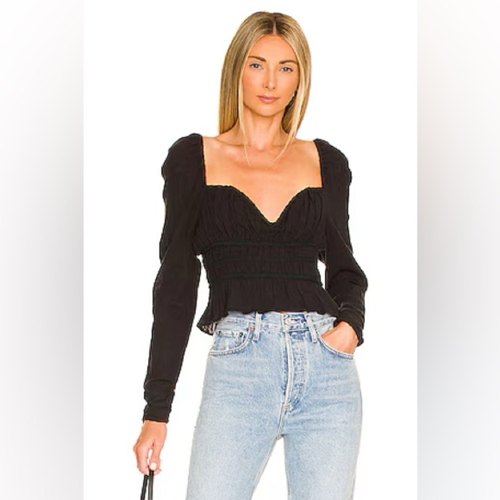 Free‎ People Black Chloe Top Blouse Longsleeve Top